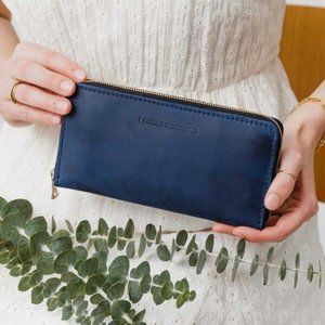 Portland Leather Goods Accordian Zip Wallet Wallet Deep Water